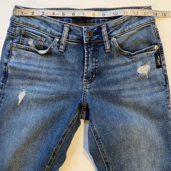 Silver Jeans SZ 26 Length 29 Suki Slim Distressed Denim Blue Jeans D32 - Picture 9 of 14